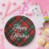 Happy Holidays Red and Green Tartan Kariert Pappteller (Party)