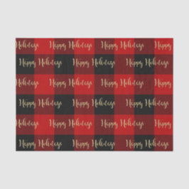 Happy Holidays Red Black Buffalo Kariertes Muster Seidenpapier