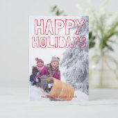 Happy Holidays Red Block - 3x5 Weihnachtskarte Einladung (Stehend Vorderseite)
