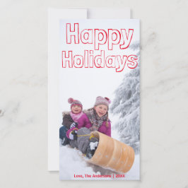 Happy Holidays Red Block - Fotokarte Feiertagskarte