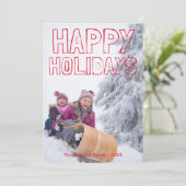 Happy Holidays Red Block - Weihnachtskarte Feiertagskarte (Stehend Vorderseite)