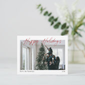 Happy Holidays Red Calligraphy Modern Postcard Postkarte (Stehend Vorderseite)