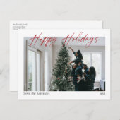 Happy Holidays Red Calligraphy Modern Postcard Postkarte (Vorne/Hinten)