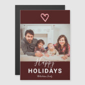 Happy Holidays Red Candy Cane Family Foto Modernes Magnetkarte (Vorne/Hinten)
