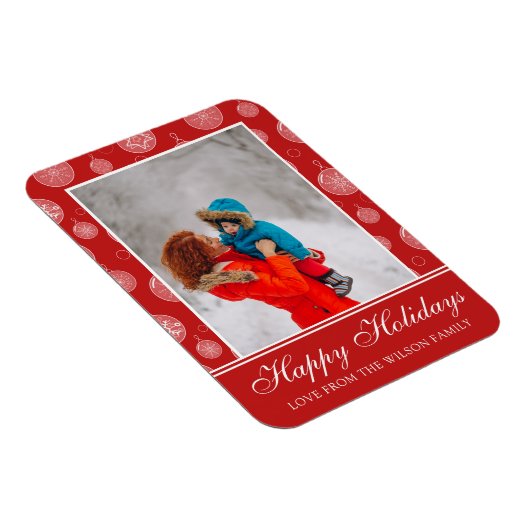 Happy Holidays Red Christmas Decorations Foto Magnet (Rechte Seite)