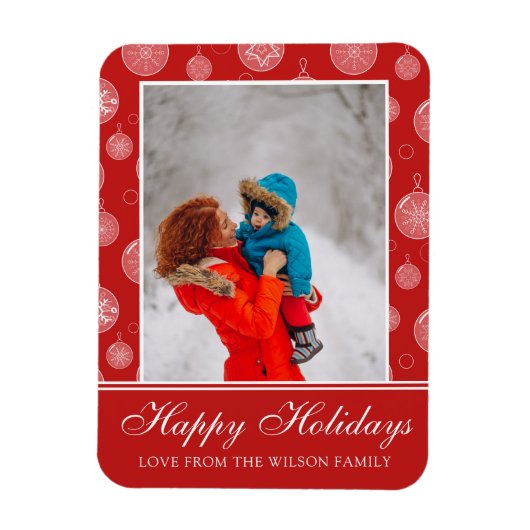 Happy Holidays Red Christmas Decorations Foto Magnet (Vertikal)