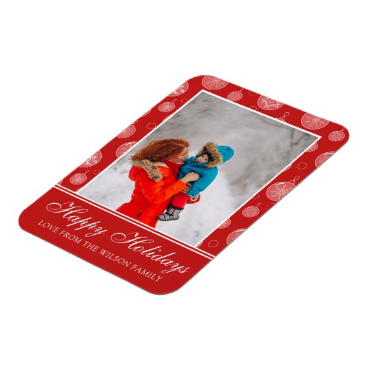 Happy Holidays Red Christmas Decorations Foto Magnet (Linke Seite)