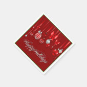 Happy Holidays Red Christmas Ornament Napkins Serviette (Ecke)