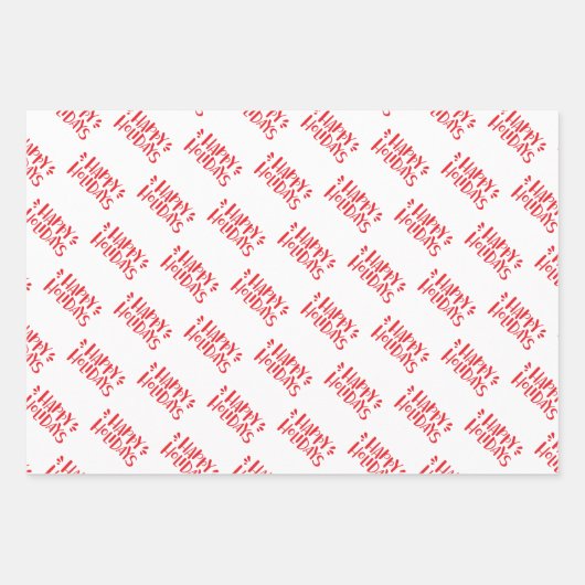 Happy Holidays - Red Christmas Patterns Geschenkpapier Set (Vorderseite)