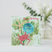 Happy Holidays Red Crab Coastal Square Gruß Karte (Stehend Vorderseite)