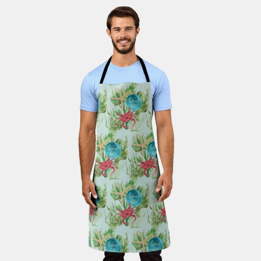 Happy Holidays Red Crab Küste Schürze (Getragen)