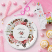 Happy Holidays Red Floral Personalisiert Pappteller (Party)