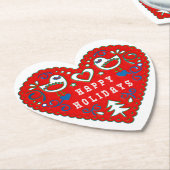 Happy Holidays Red Folk Art Heart Untersetzer (angewinkelt)