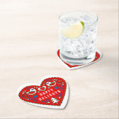 Happy Holidays Red Folk Art Heart Untersetzer (Vor Ort)