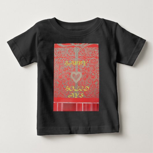 Happy Holidays Red Glitzer Herzdesign Baby T-shirt (Vorderseite)