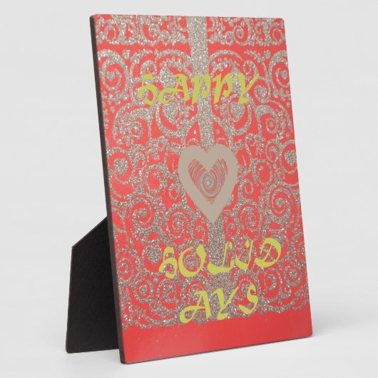 Happy Holidays Red Glitzer Herzdesign Fotoplatte (Seite)