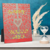 Happy Holidays Red Glitzer Herzdesign Fotoplatte (Seite)