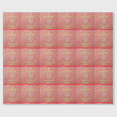 Happy Holidays Red Glitzer Herzdesign Geschenkpapier (Flach)