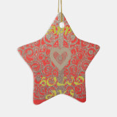 Happy Holidays Red Glitzer Herzdesign Keramikornament (Rechts)