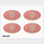 Happy Holidays Red Glitzer Herzdesign Ovaler Aufkleber (Blatt)
