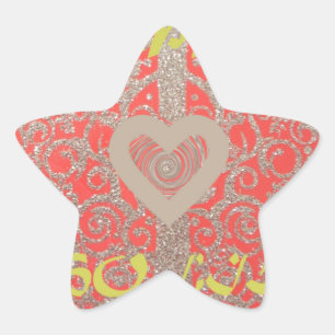 Happy Holidays Red Glitzer Herzdesign Stern-Aufkleber