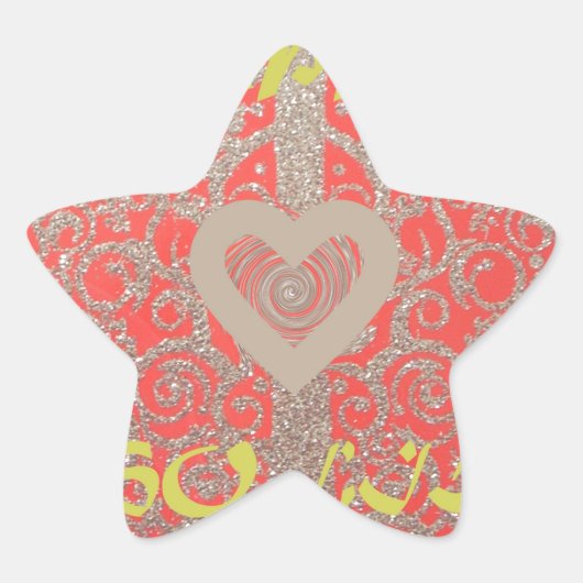 Happy Holidays Red Glitzer Herzdesign Stern-Aufkleber (Vorderseite)