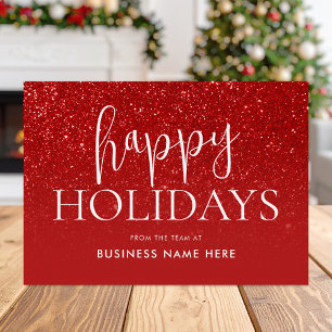 Happy Holidays Red Glitzer Modernes Business Feiertagskarte