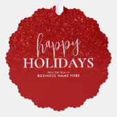Happy Holidays Red Glitzer Modernes Business Ornament Karte (Rückseite)
