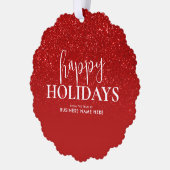 Happy Holidays Red Glitzer Modernes Business Ornament Karte (Links)