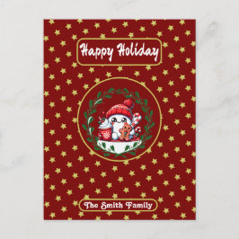 Happy Holidays Red Gold Weihnachten Postkarte