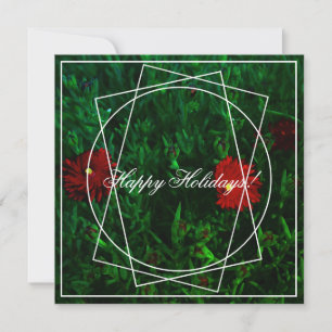 Happy Holidays Red Green Blume Grußkarte Feiertagskarte