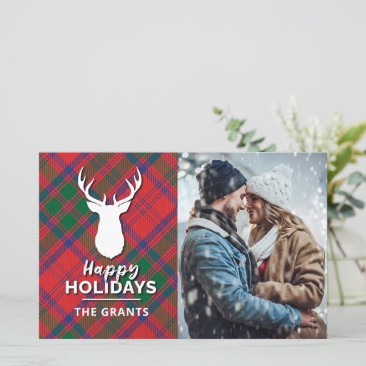 Happy Holidays Red Green Kariertes Foto Tartan (Stehend Vorderseite)