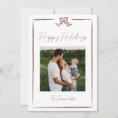 Happy Holidays Red Hand Drawn Bow Drei Foto Einladung (Vorderseite)