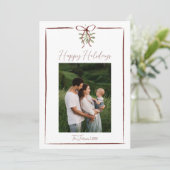 Happy Holidays Red Hand Drawn Bow Winter 2 Foto Einladung (Stehend Vorderseite)