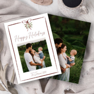 Happy Holidays Red Hand Drawn Bow Winter 2 Foto Einladung