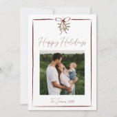 Happy Holidays Red Hand Drawn Bow Winter Foto Einladung (Vorderseite)