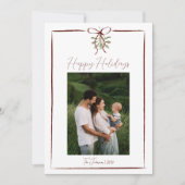Happy Holidays Red Hand Drawn Bow Winter Foto Einladung (Vorderseite)