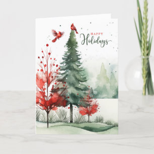 Happy Holidays Red Kardinals Woodland Weihnachten