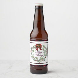 Happy Holidays Red Kariert Beer Flasche Etikett