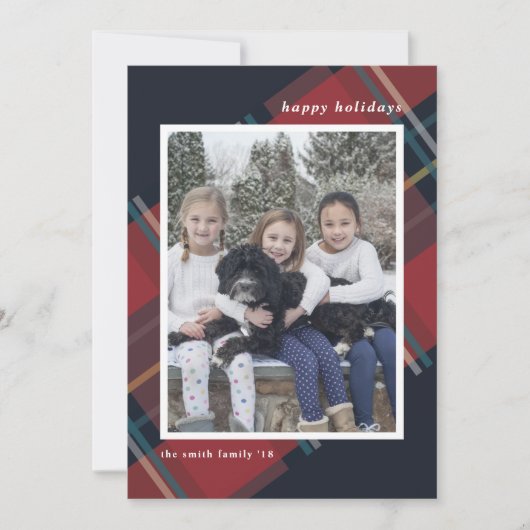 Happy Holidays Red Kariert Christmas Custom Foto Feiertagskarte (Vorderseite)