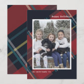 Happy Holidays Red Kariert Christmas Custom Foto Feiertagskarte (Vorne/Hinten)
