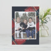 Happy Holidays Red Kariert Christmas Custom Foto Feiertagskarte (Stehend Vorderseite)
