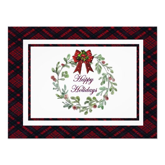 Happy Holidays Red Kariert Fotodruck (Vorne)