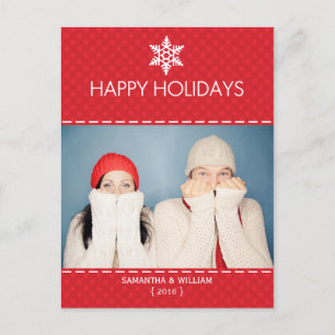 Happy Holidays Red Kariert Holiday Postkarte