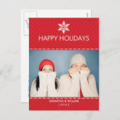 Happy Holidays Red Kariert Holiday Postkarte (Vorne/Hinten)