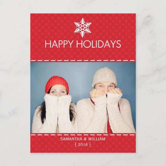 Happy Holidays Red Kariert Holiday Postkarte (Vorderseite)