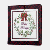 Happy Holidays Red Kariert Keramikornament (Links)