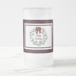 Happy Holidays Red Kariert Mattglas Bierglas