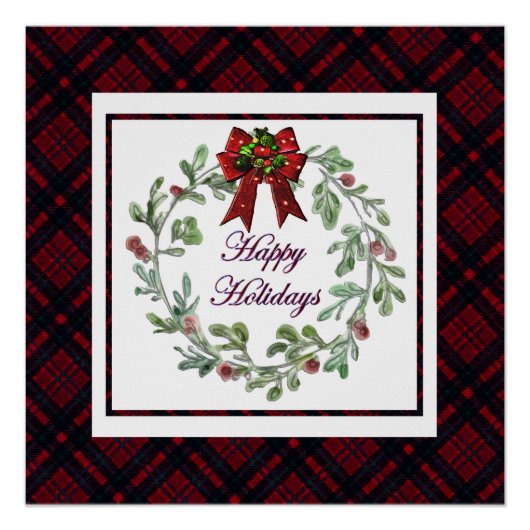 Happy Holidays Red Kariert Poster (Vorderseite)