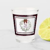 Happy Holidays Red Kariert Schnapsglas (Vorderseite)